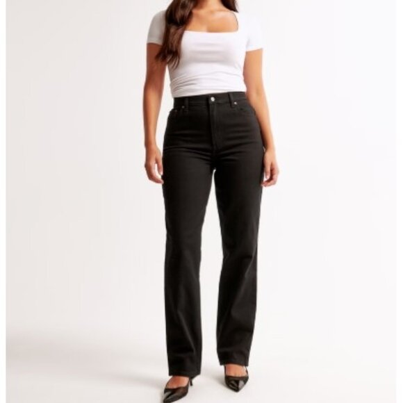 Abercrombie & Fitch Curve Love Ultra High Rise 90s Straight Jean Size 25 - Picture 1 of 6